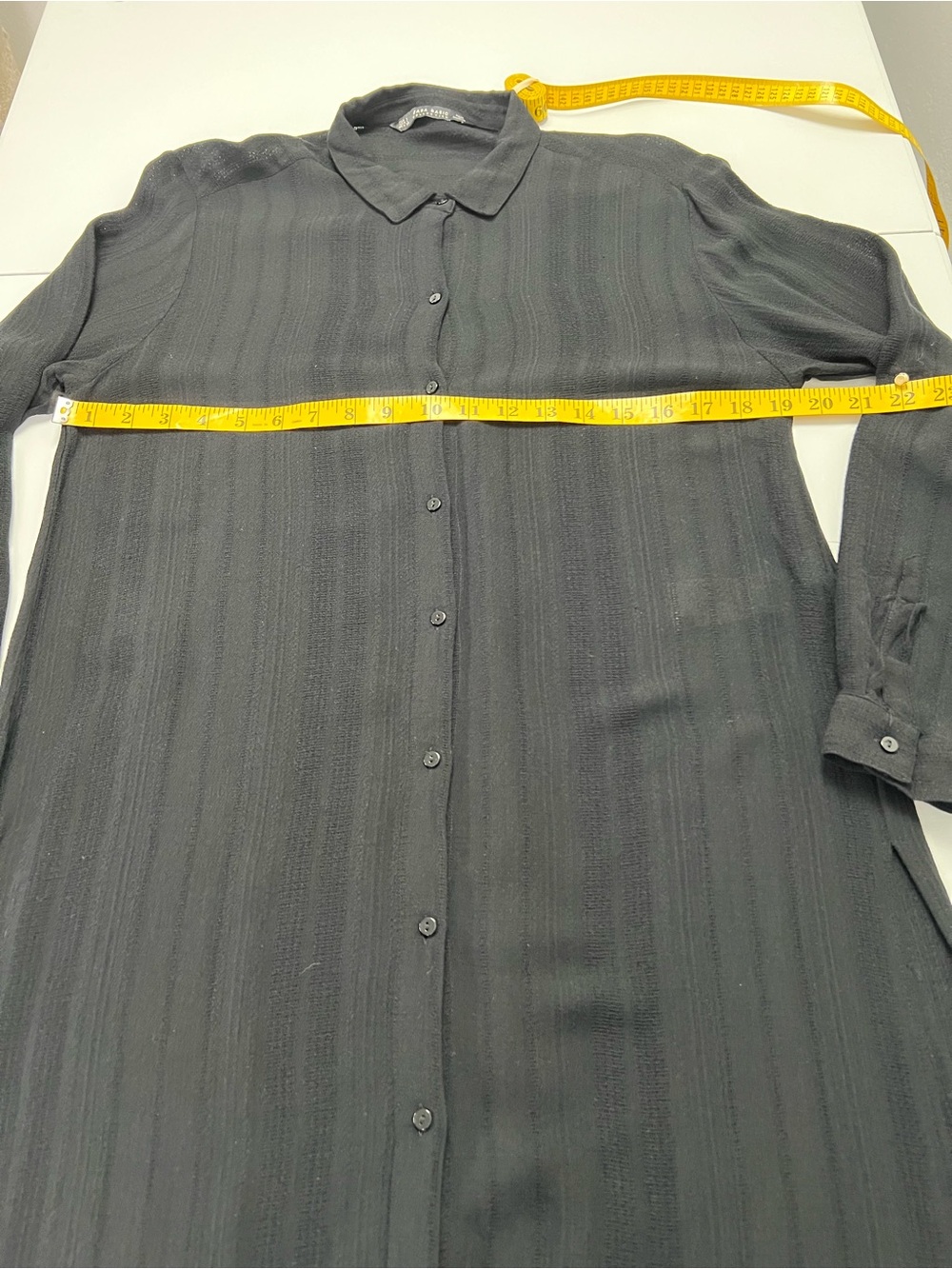Zara Basic Collection Black Textured Modal Button Down Dress - Picture 5 of 11